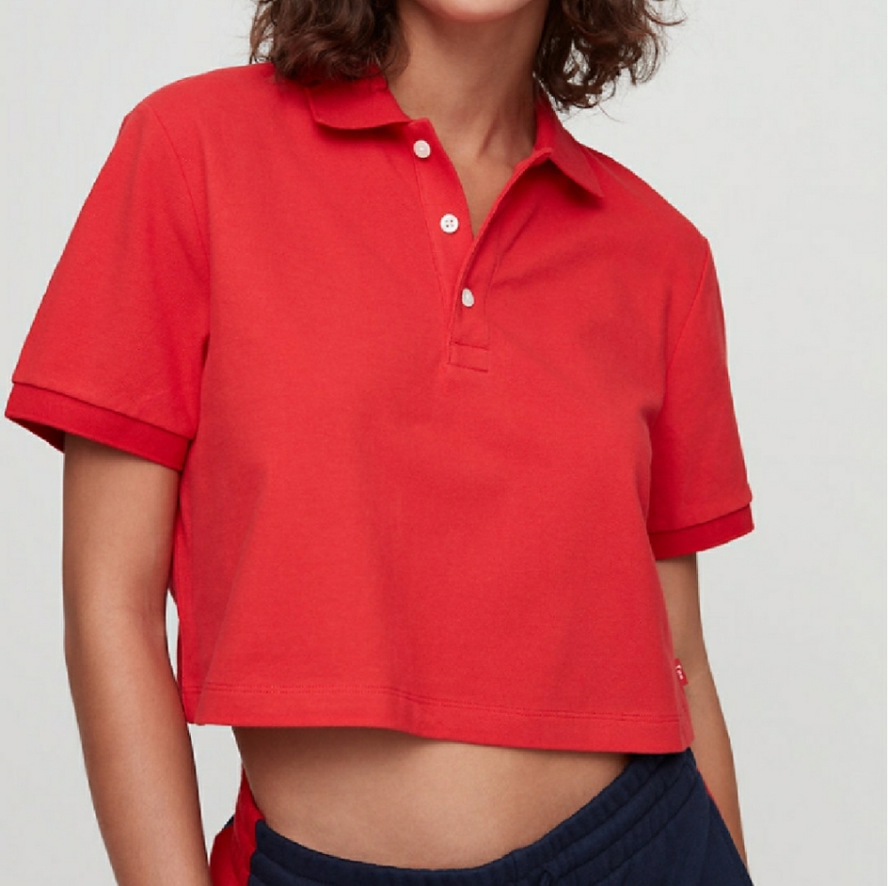 TNA cropped polo shirt